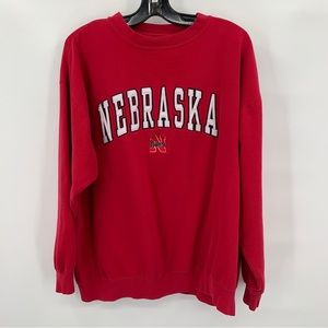 Vintage University Of Nebraska Huskers Embroidered Red OVB Sweatshirt Size XL